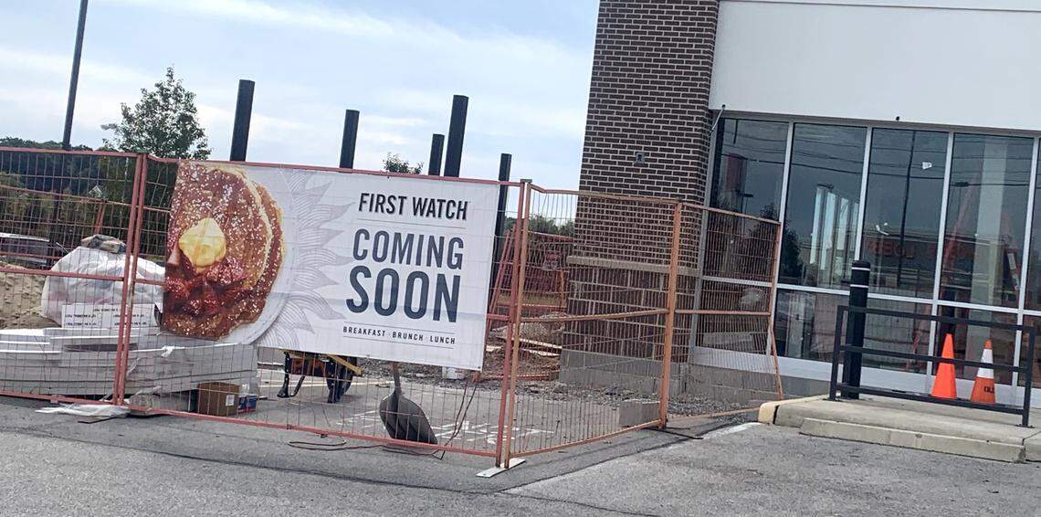 Construction is underway at the new First Watch next to Condado Taco and Starbucks at 1051 Boardman Poland Road, expected to open by early 2026.