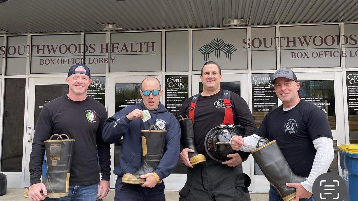 Firefighters raised over $1,800 in donations in just three hours for the Muscular Dystrophy Association. 