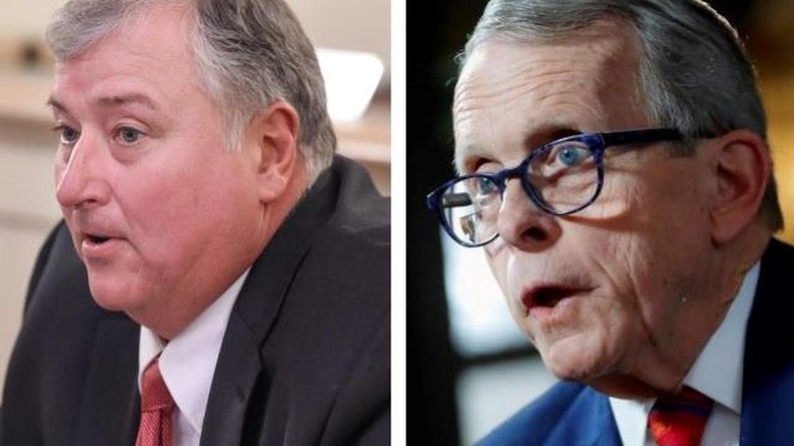 Ohio House Speaker Larry Householder, left, and Gov. Mike DeWine.