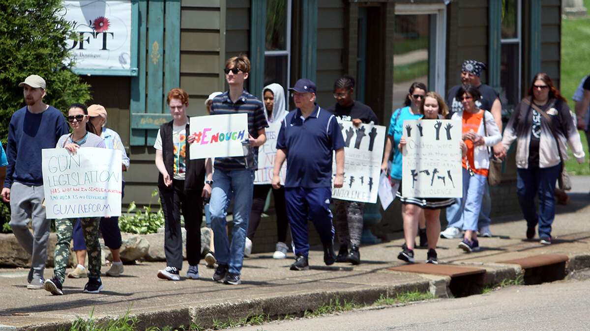 Attendees at the “Teach the Truth” rally on Saturday in Salem walked to some of the city’s historic sites, including Edwin Coppock Memorial, Marius and Emily Robinson’s home and the Saint John African Methodist Episcopal Church, all of which were part of the city’s Underground Railroad and anti-slavery movement. Educators across the country rallied Saturday at historic sites to speak out against pending bills targeting curriculum on race.