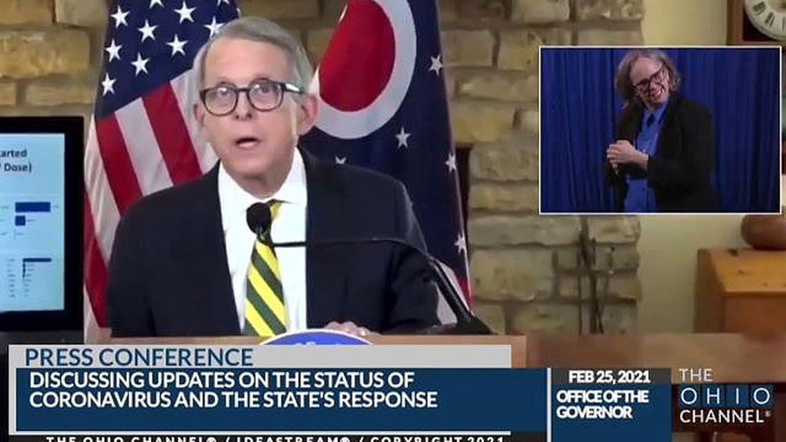 Gov. Mike DeWine during today's state coronavirus update.