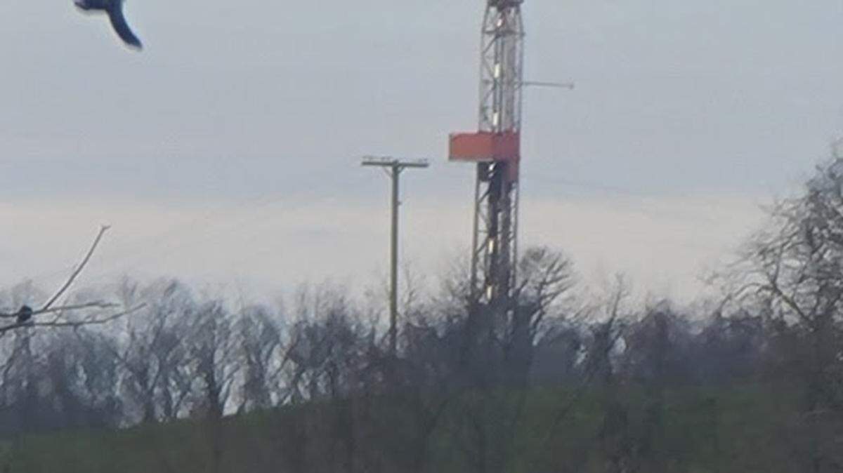 A new fracking well pad visible from the property of Ohio resident Randi Pokladnik. 