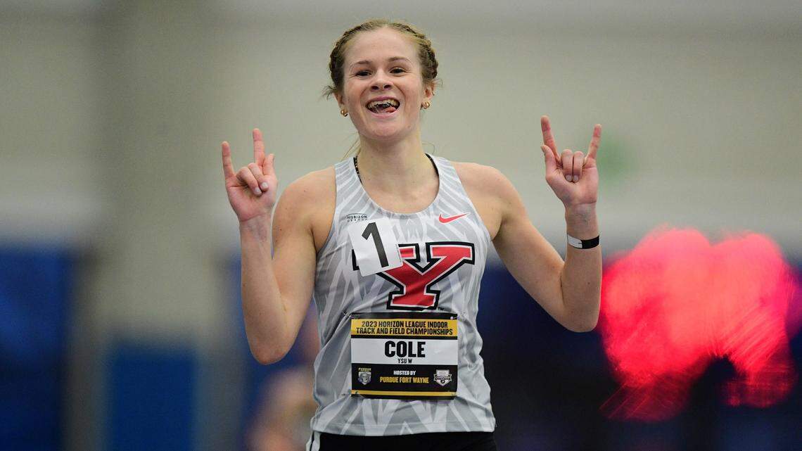 Morgan Cole competes for the Youngstown State indoor track and field team during Saturday’s Horizon League meet.