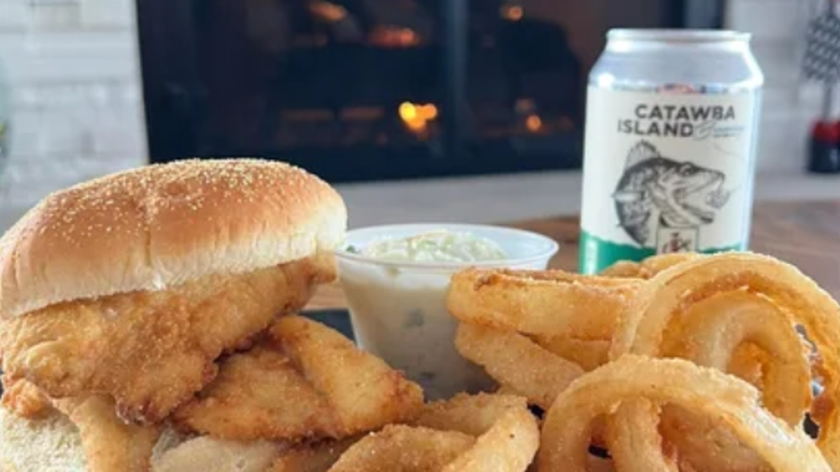 Walleye sandwich at Jolly Roger’s Seafood House in Ohio.