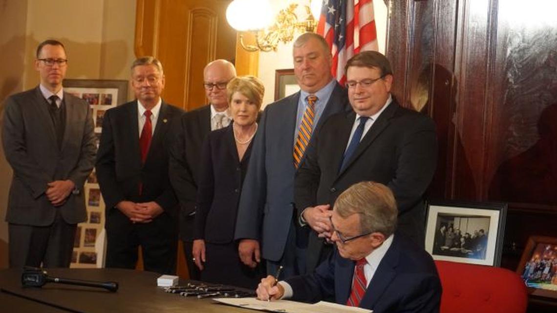 Gov. Mike DeWine on Wednesday signed HB 189, titled Tyler’s Law, that increases Ohio amusement ride safety and inspection standards, qualifications of inspectors and responsibilities of ride owners. (Contributed photo)