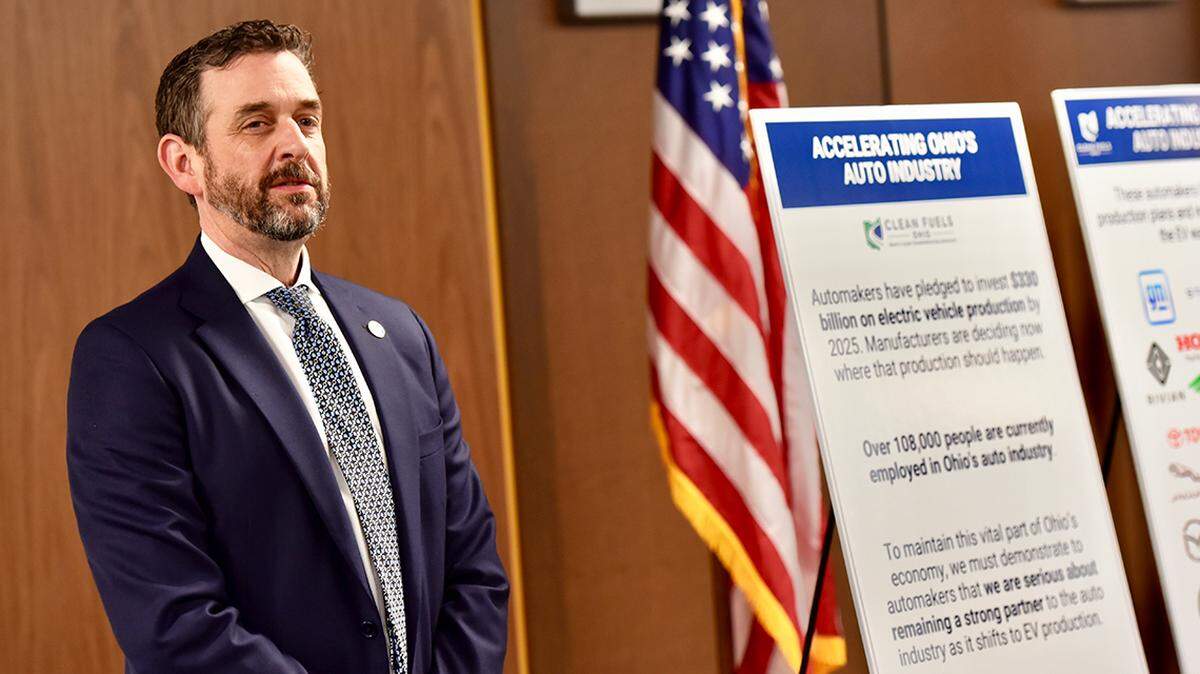 State Sen. Mike Rulli of Salem, R-33rd, announced his “Accelerating Ohio’s Auto Industry” bill on Wednesday, Feb. 16, 2022, at the Ohio Statehouse in Columbus.