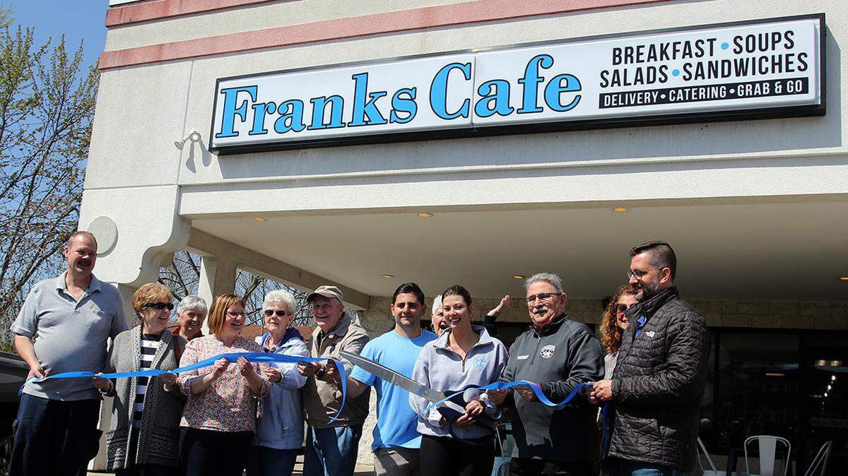 Frank’s Cafe, 8414 Market St. in Boardman near St. Elizabeth Boardman Hospital, officially opened Friday, April 29, 2022. It’s owned by Raphe Neapolitan and Danielle Davis, and named for their dog Frank. The Friday ribbon-cutting was attended by the owners’ family and friends and township officials.