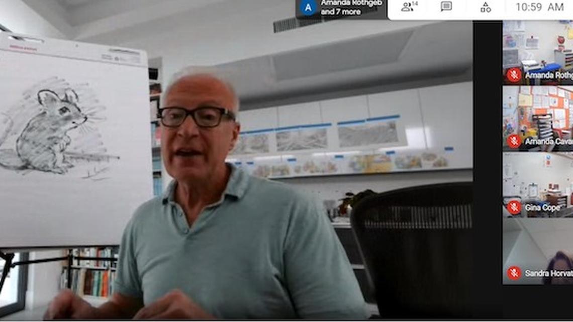 Author/illustrator Henry Cole helped Struthers Elementary School students get excited about reading with his virtual presentation for Right to Read Week.