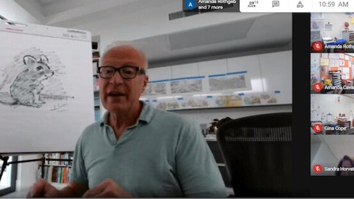 Author/illustrator Henry Cole helped Struthers Elementary School students get excited about reading with his virtual presentation for Right to Read Week.