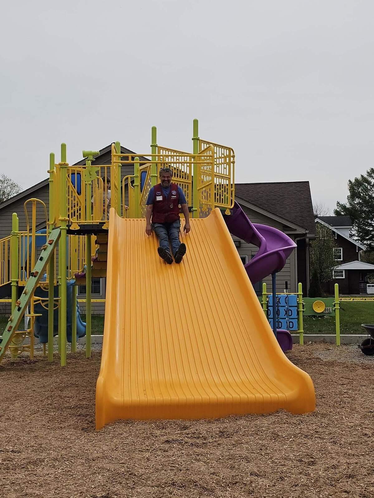 Teams of community members and businesses volunteered for three days of building and installing playground equipment at the Roosevelt Student Wellness Center’s new inclusive playground in Hubbard.
