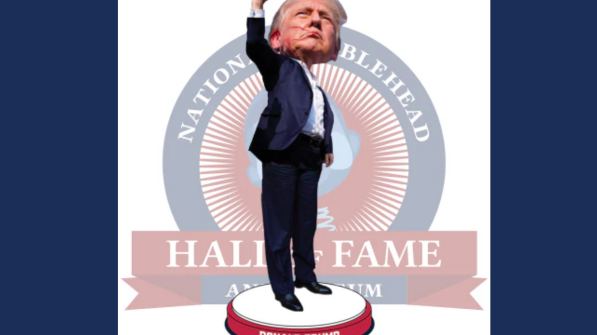 The National Bobblehead Hall of Fame and Museum’s limited-edition Trump bobble head featuring the “fight” pose