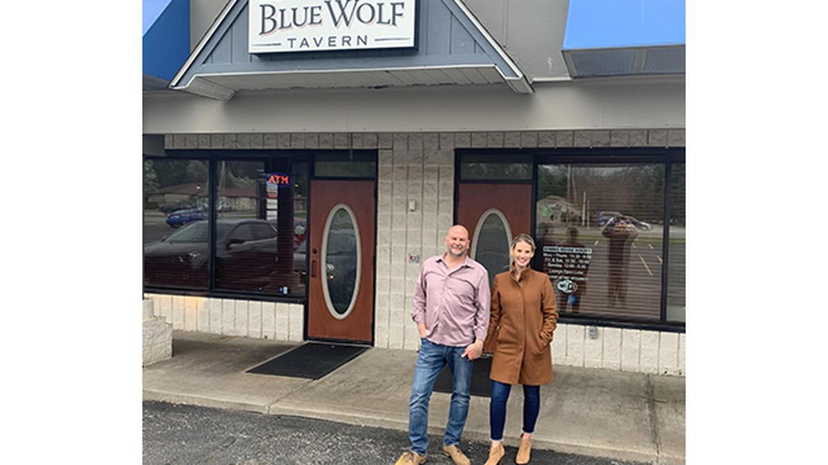 Joe Rzonsa, owner of Blue Wolf Tavern in Boardman (left) and his wife, Stacey Rzonsa, director of Blue Wolf Events.