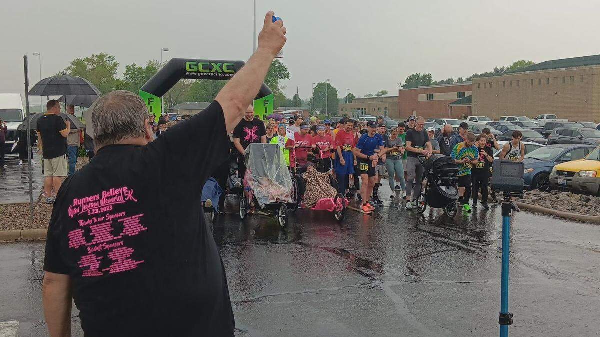 Runners are pictured waiting for the starter’s horn during last year’s Ryan Johnson Memorial 5K on the grounds of West Branch High School. This year’s 16th annual race is slated Saturday, May 18th at 9 a.m.