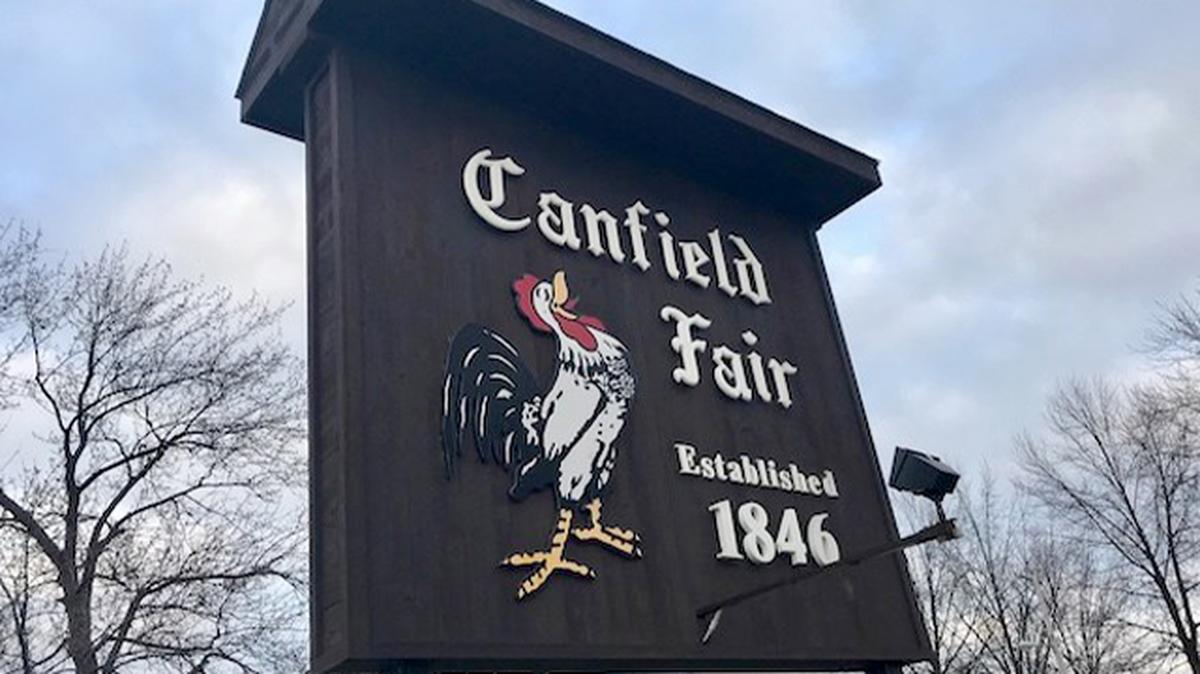 The sign at the entrance to the Canfield Fairgrounds. (Photo by Robert K. Yosay | Mahoning Matters)