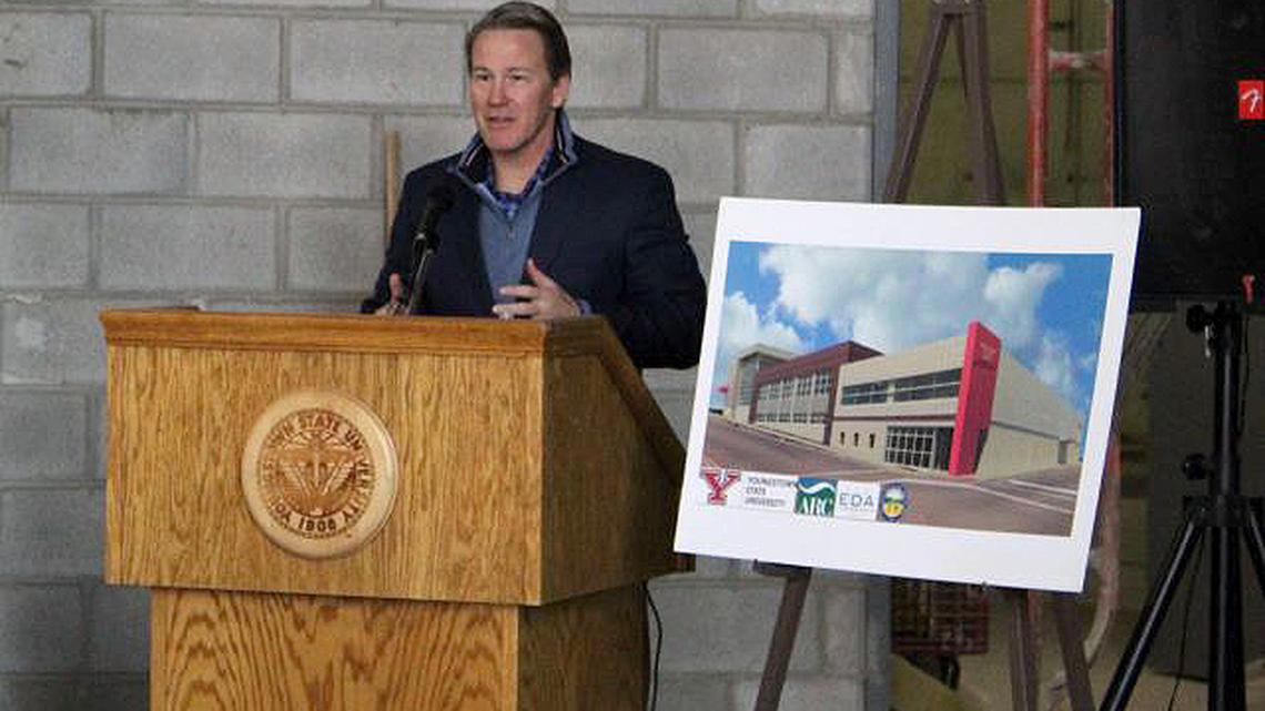 Lt. Gov. Jon Husted speaks at Youngstown State University today (Feb. 9). (Photo by Ellen Wagner | Mahoning Matters)