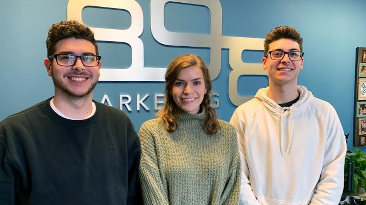 From left, Mike Francisco, Madeleine Abrigg and Jake Francisco are the newest interns at 898 Marketing. (Contributed photo)