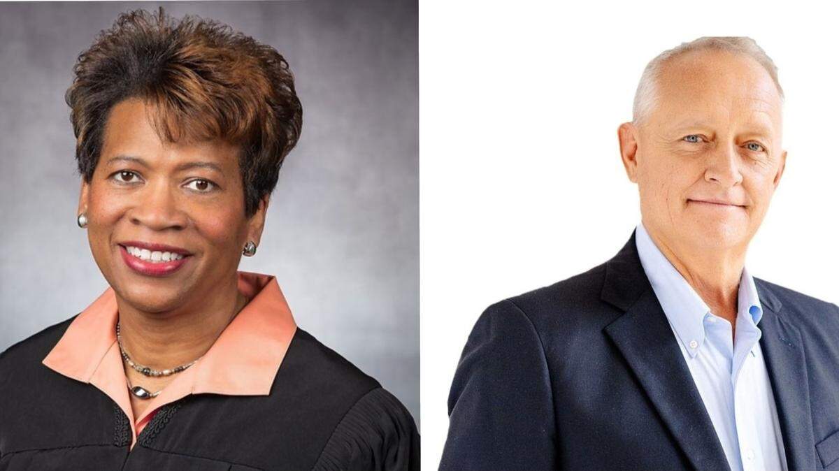 The two candidates, (left to right) Justices Melody Stewart and Joe Deters, hope to win the six-year term seat on the Ohio Supreme Court in this high-stakes race.