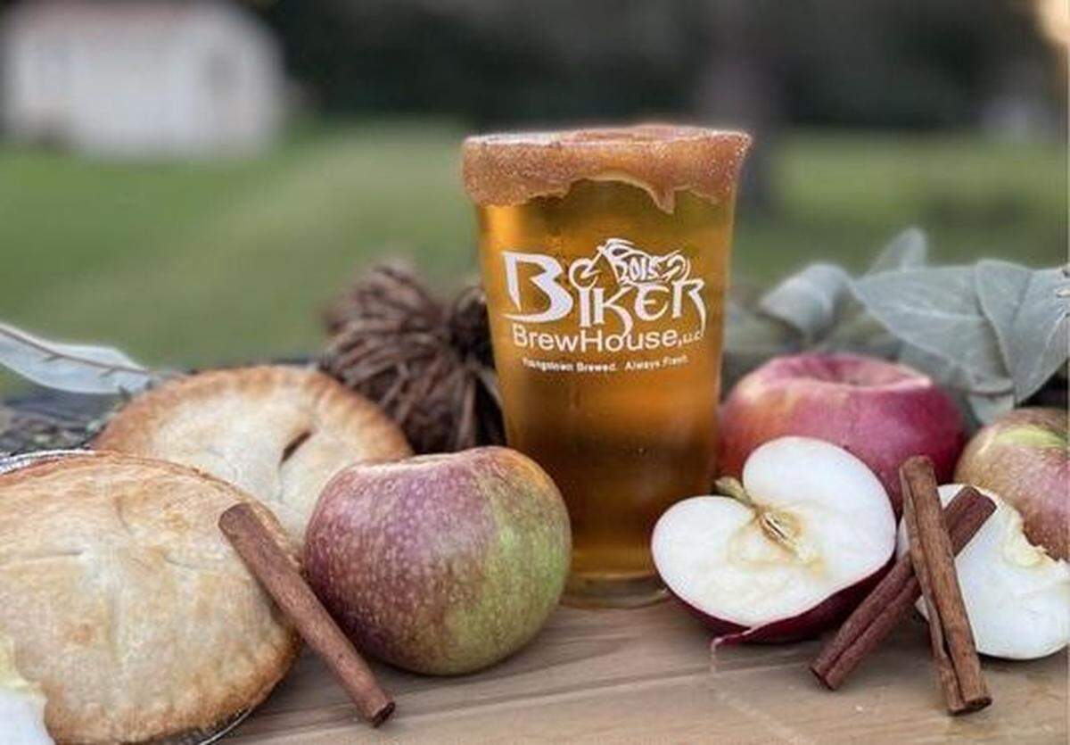 Grab a glass of American Pie, an award-winning apple pie ale, available starting this week at Biker BrewHouse.