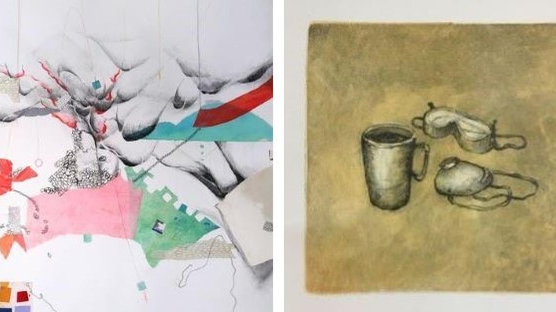 Pieces from Youngstown State University faculty artists Debra DeGregorio and Joseph D'Uva are part of the “Enigmatic Reflections: Department of Art Faculty Exhibition.” (Contributed images)