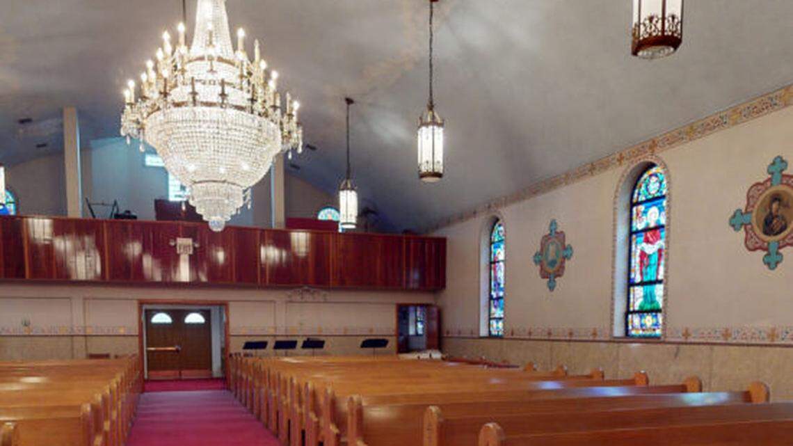 Youngstown church and social hall with stained-glass windows for sale