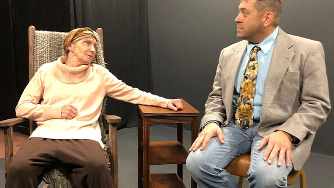 Molly Galano and Brian Suchora star in The Youngstown Playhouse production of “Marjorie Prime.” (Photo by Susi Thompson)