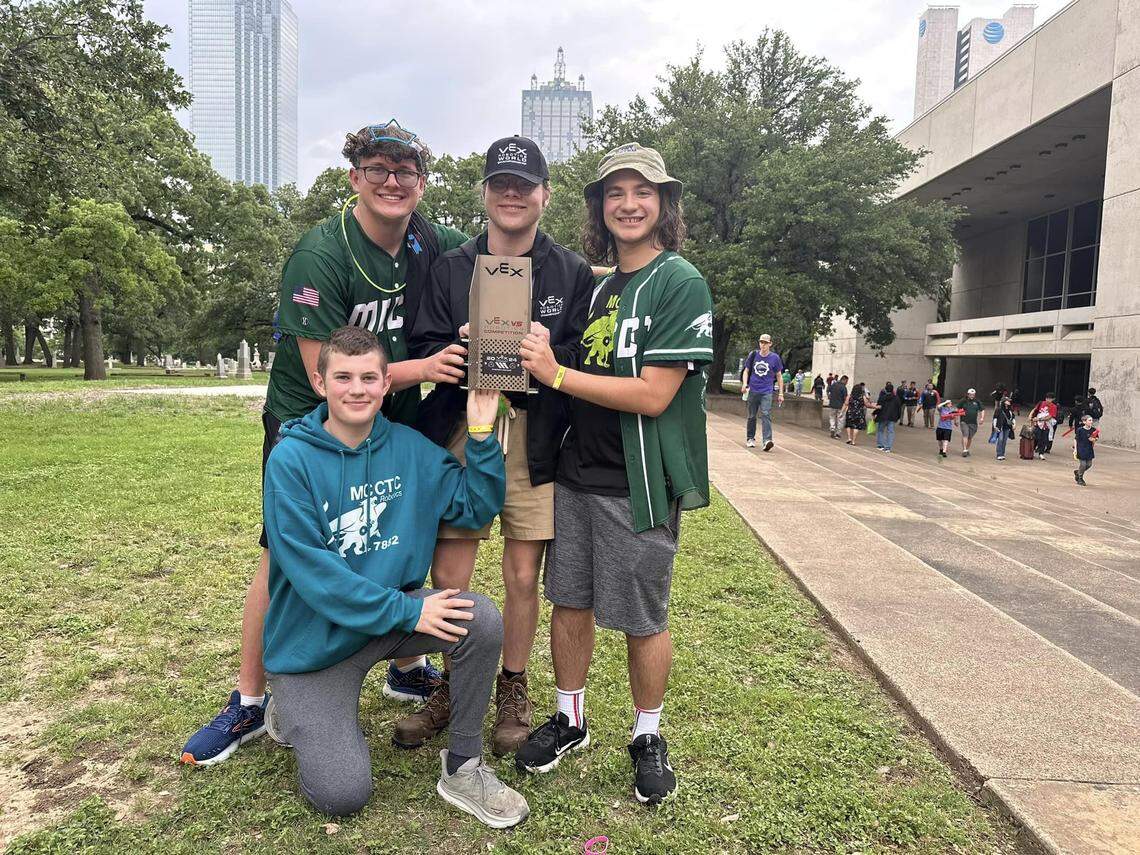 Two robotics teams, composed of 13 students from Mahoning County Career and Technical Center and Valley STEM + ME2 Academy, showcased their ingenuity and skill on the global stage at the recent VEX Worlds Competition held in Dallas, Texas.