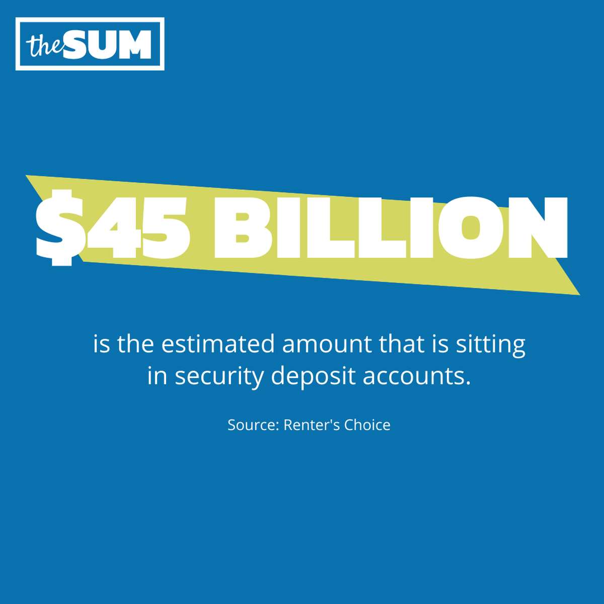 $45 billion is the estimated amount that is sitting in security deposit accounts. 