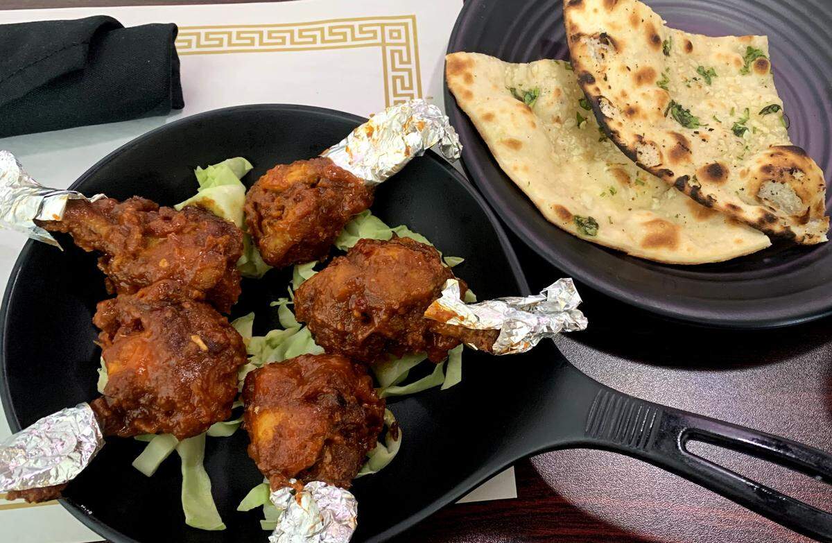 Chicken lollipops and garlic naan at Urban Pind in Youngstown.