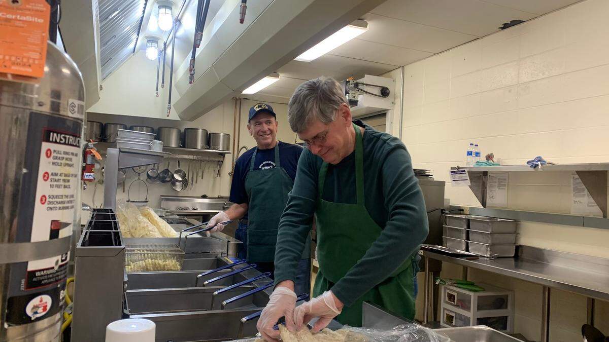 Behind the scenes at St. William Catholic Church fish fry Friday in Warren.
