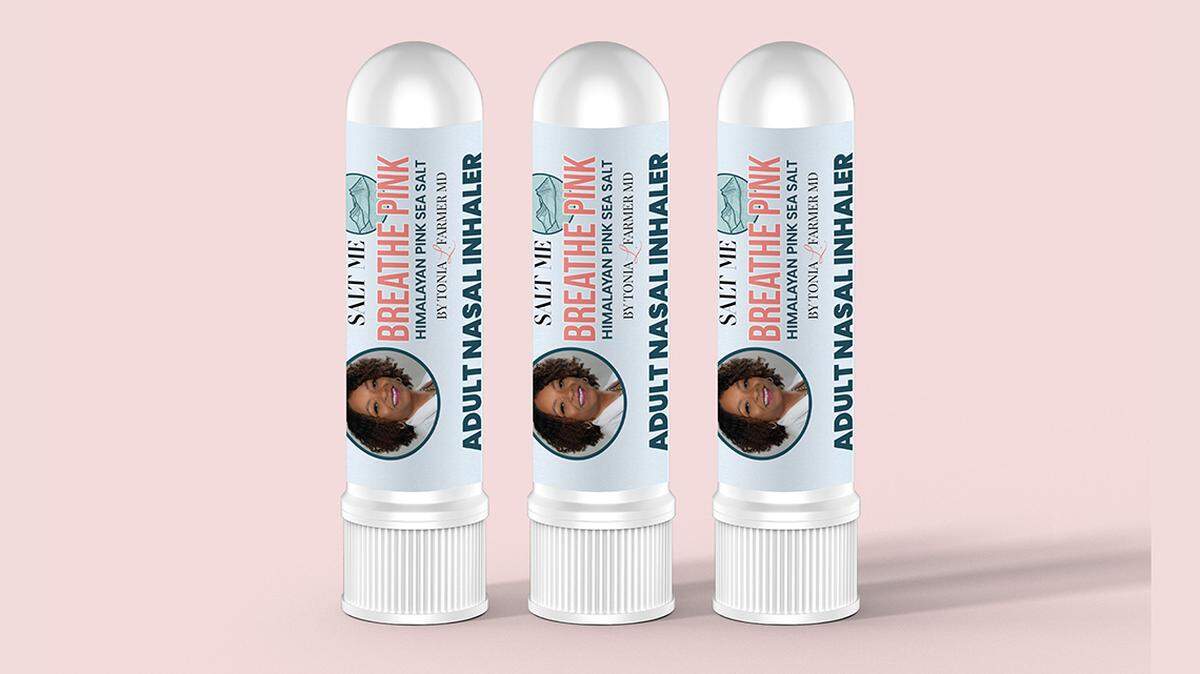 Shown here is a rendering of “Salt Me!” inhalers, developed by Warren, Ohio otolaryngologist Dr. Tonia Farmer-Pitts, which she said use Himalayan pink salt and essential oils to treat nasal and respiratory issues.