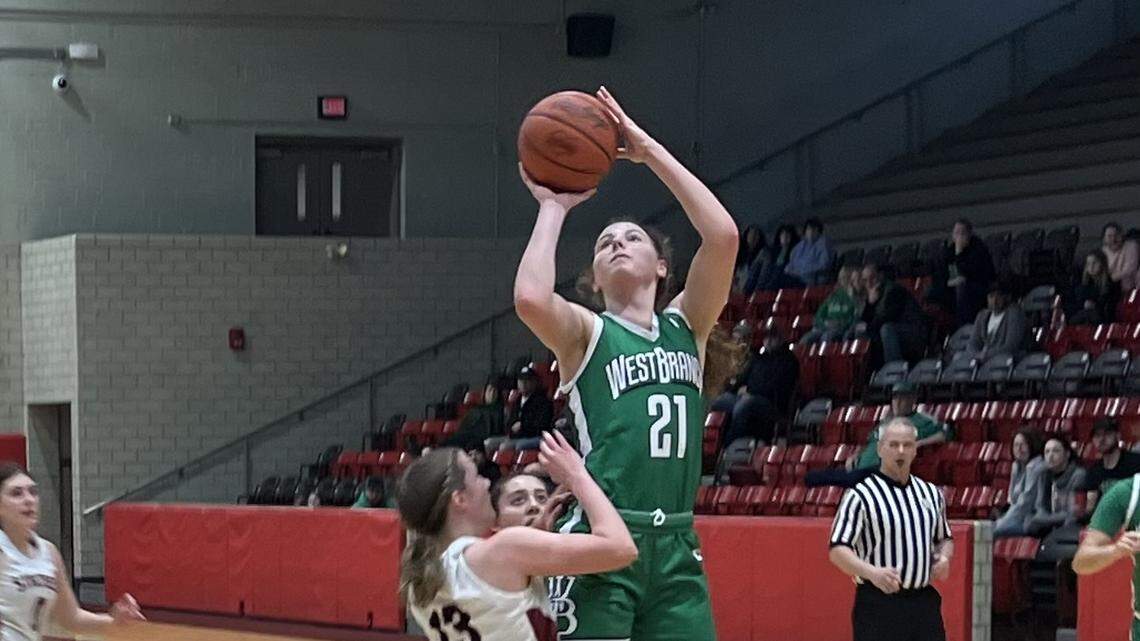 West Branch guard Sophie Gregory takes a shot against Struthers.