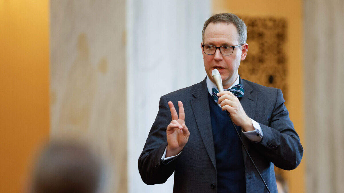 State Sen. Louis Blessing, III, R-Cincinnati, during the Ohio Senate session, February 8, 2023, in the Senate Chamber at the Statehouse in Columbus, Ohio.