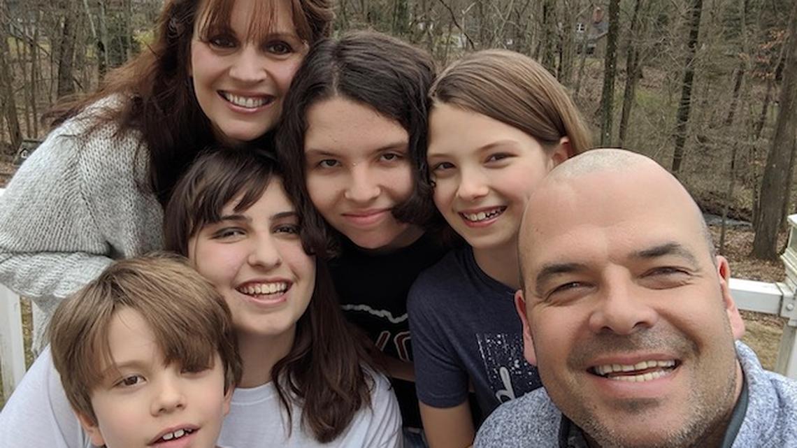 The Earnheardts: Clockwise from top: Mary Beth, Katie, Sadie, Adam, Ozzie, and Ella.