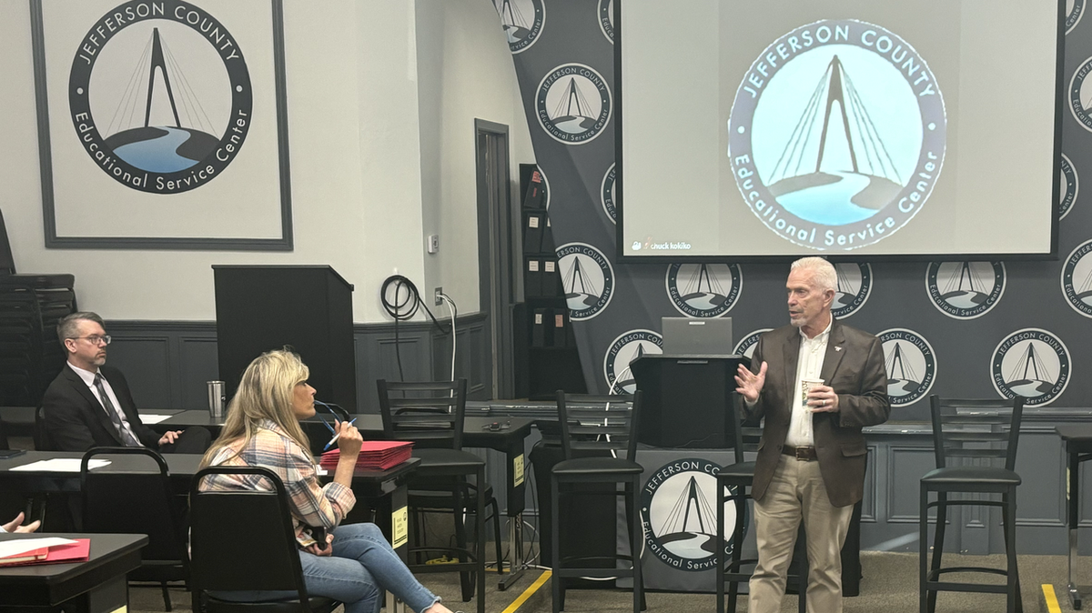 Bill Johnson, president of Youngstown State University, attended the Jefferson County Educational Service Center’s meeting of Superintendents in Steubenville.