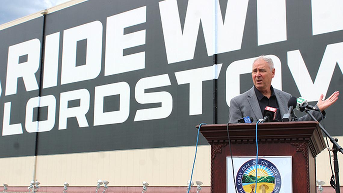 Lordstown Motors Corp. CEO Steve Burns speaks outside the electric automaker's Hallock Young Road plant on Wednesday, June 24, 2020. (Justin Dennis | Mahoning Matters)