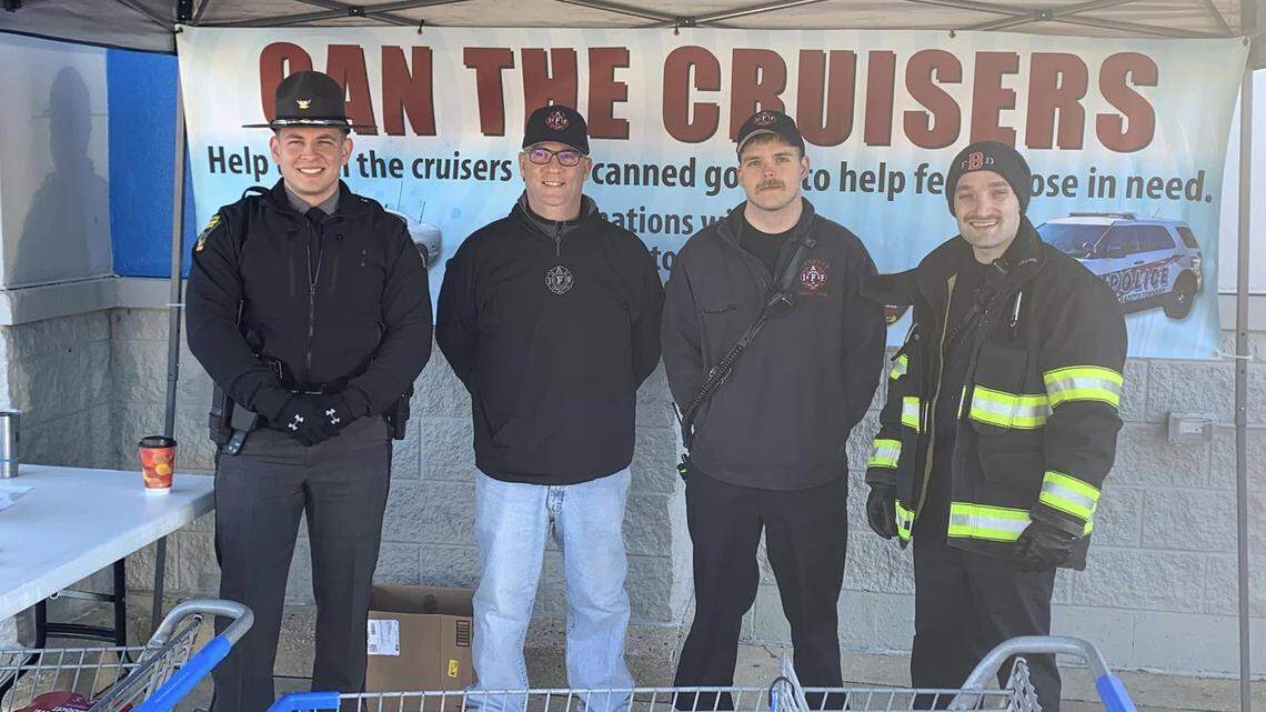 Bazetta Township emergency responders, Ohio State Highway Patrol troopers and police officers participated in the Trumbull County Can the Cruiser donation drive.