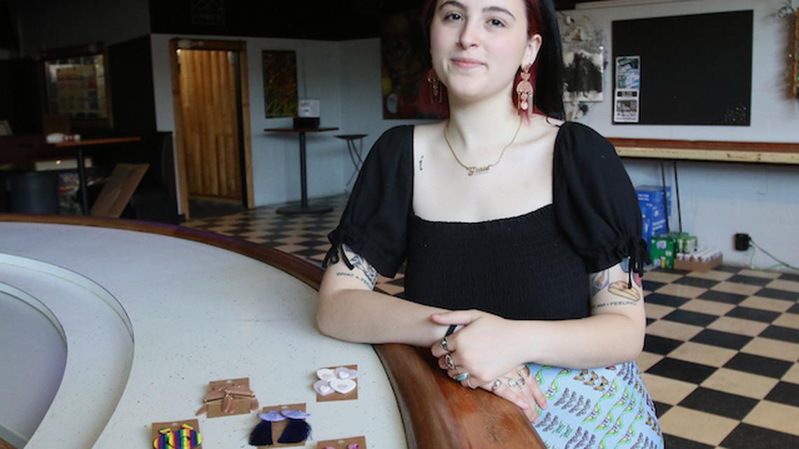 Grace Offerdahl, owner of Nasty Woman Earrings is giving 100 percent  of proceeds through July 5 to Black Lives Matter organizations. (Bob Yosay/Mahoning Matters)