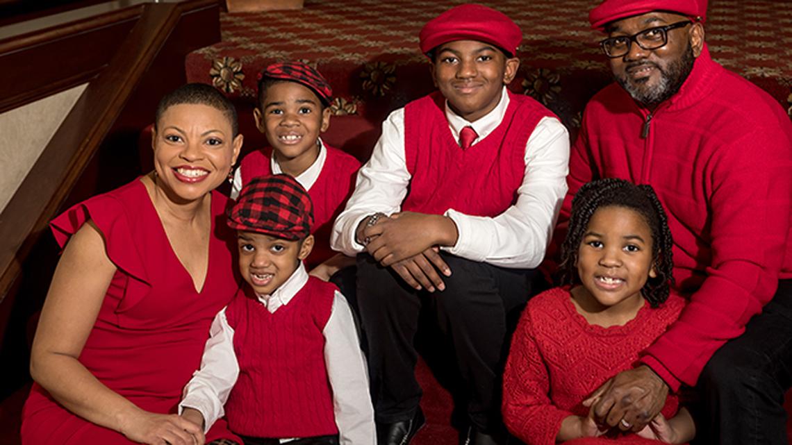 Sheletta Brundidge (left) and husband Shawn Brundidge (top right) pose with their four children. (Photo provided)