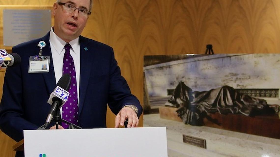 Mercy Health will have a permanent COVID-19 memorial in the front of the main entrance on Park Ave. The âwhen I was sickâ  by Timothy Schmalz commemorating  the first death in the Mahoning Valley 1 year ago and a tribute to the health heroes.

Paul S Homick Jr President Mercy Health Foundation/Mahoning County