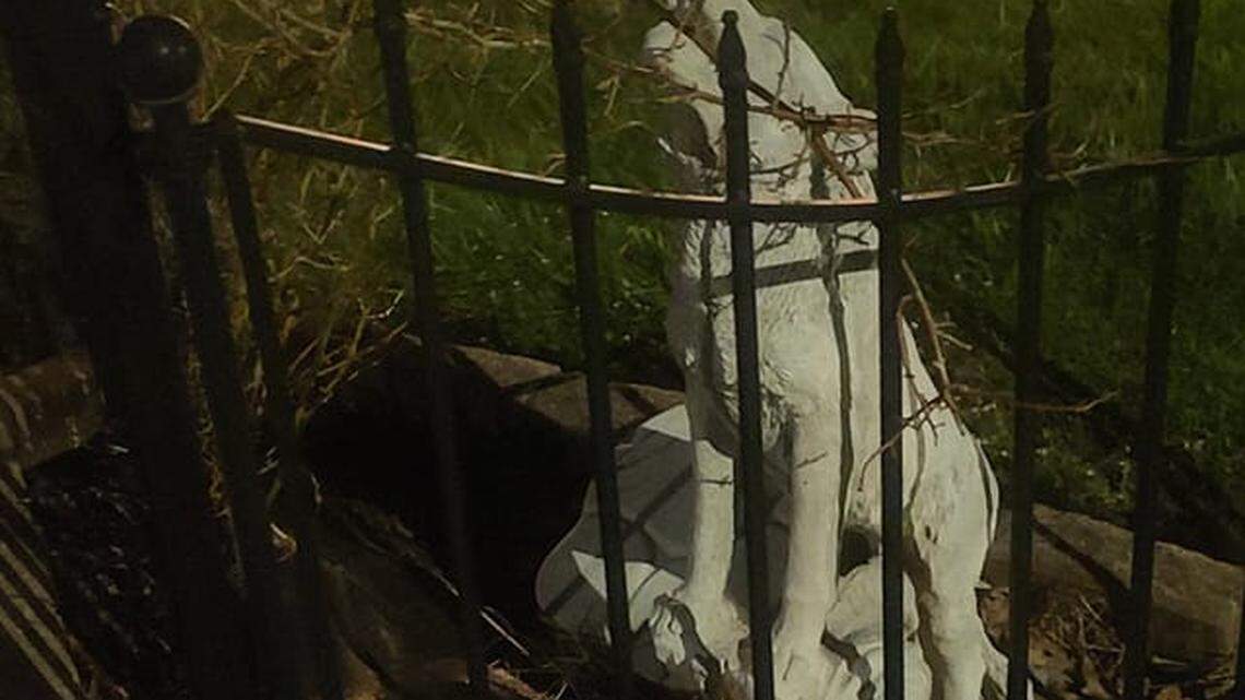 Stolen wolf statue returned to owner’s yard