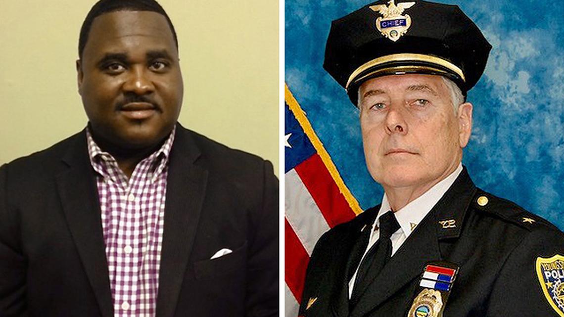 Guy Burney, left, executive director of Community Initiative to Reduce Violence, and Youngstown Police Department Chief Robin Lees.