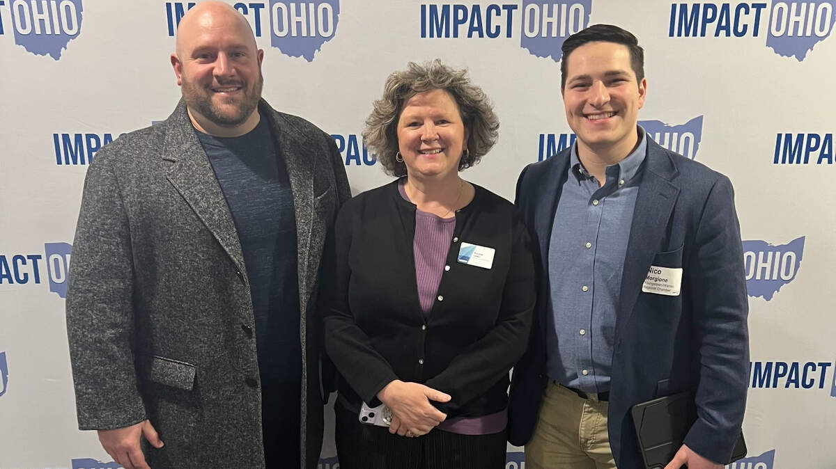 (left to right) The Youngstown/Warren Regional Chamber’s Lyle Huffman, Executive Vice President, Government Affairs and Community Impact; Brenda Linert, Director of Community Impact; and Nico Morgione, Director of Government Affairs