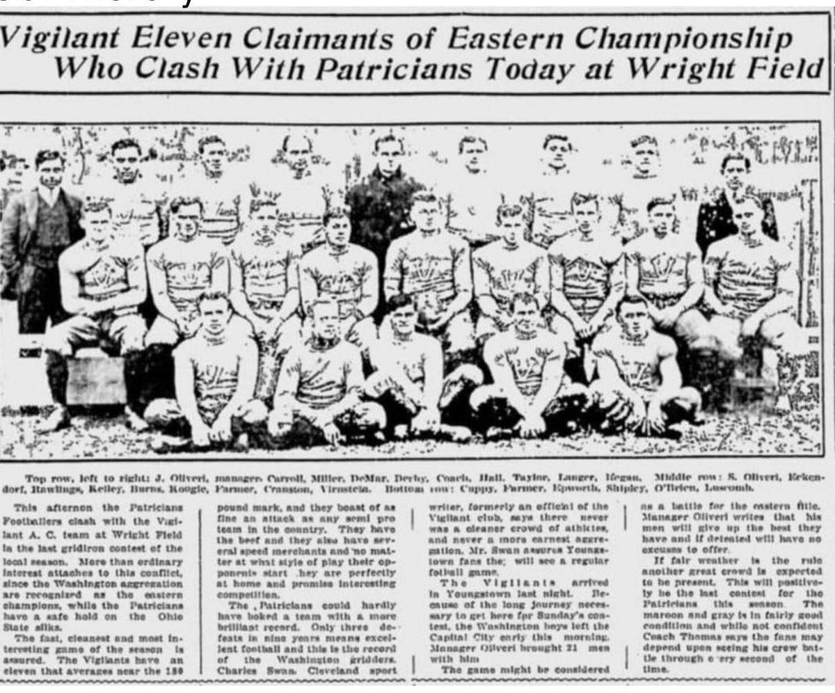 The organization pays homage to the original Youngstown Patricians team that played football professionally during the 1910s, prior to the start of the NFL and professional football as it is known today.