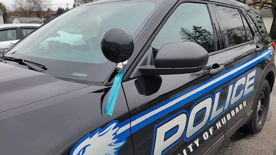Hubbard Police cruisers have teal ribbons as reminders for Sexual Assault Awareness Month.
