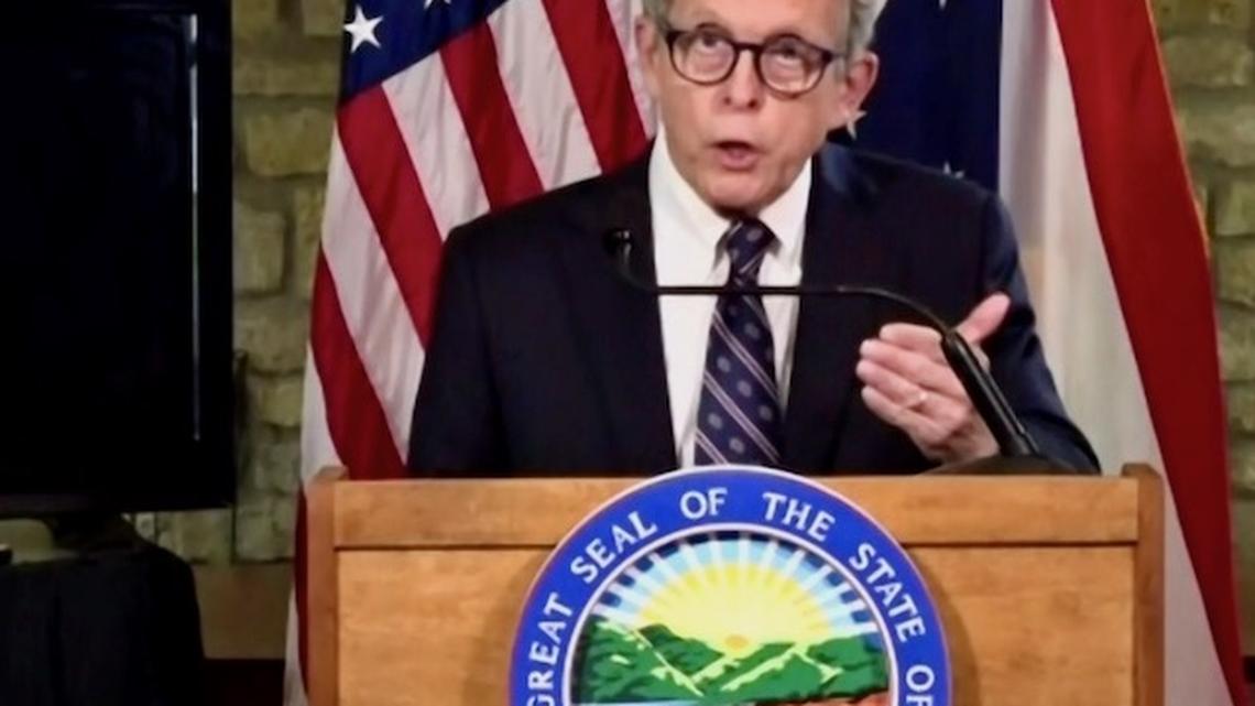 Gov. Mike DeWine during the state's update on Tuesday, Aug. 18, 2020.