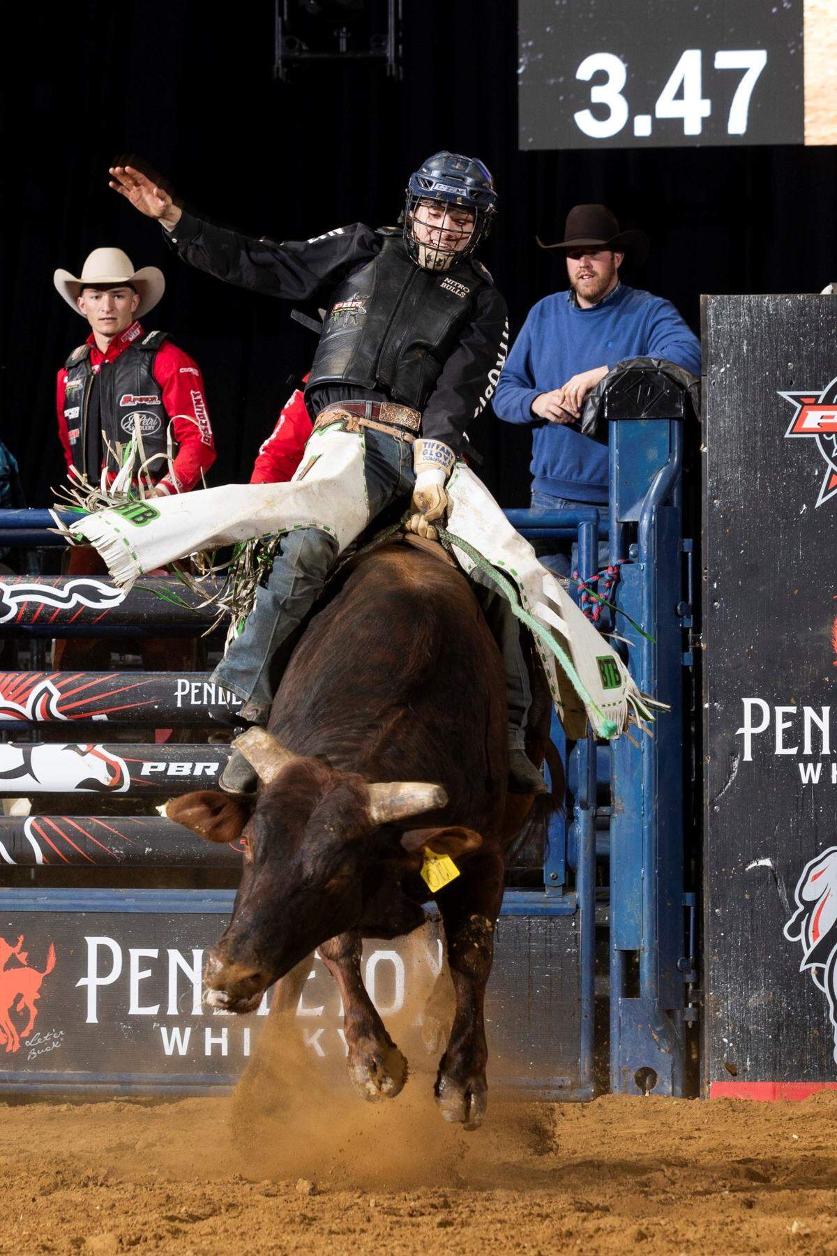 Dawson Branton races in Saturday night’s PBR Youngstown.