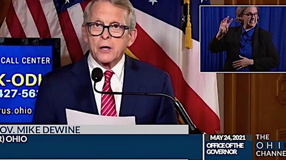 Gov. Mike DeWine during the state's coronavirus update on Monday, May 24, 2021.