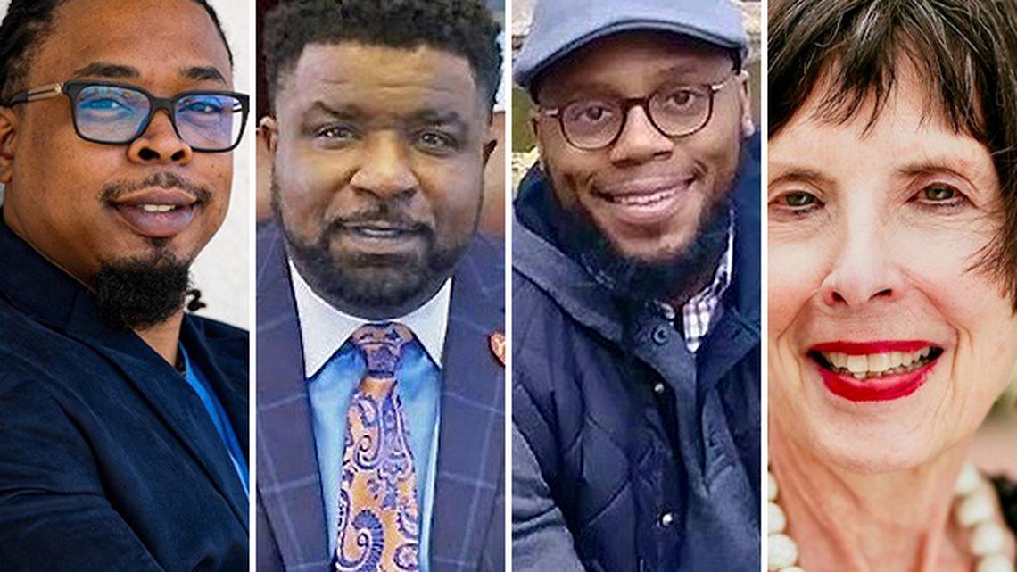 From left, Youngstown Councilman Julius Oliver, 3rd Ward; Youngstown Mayor Jamael Tito Brown; Bryant Youngblood, assistant director for the Academy for Urban Scholars in Youngstown and executive director for The Mahoning Valley Fatherhood Coalition; and Penny Wells, Mahoning Valley Sojourn to the Past executive director.