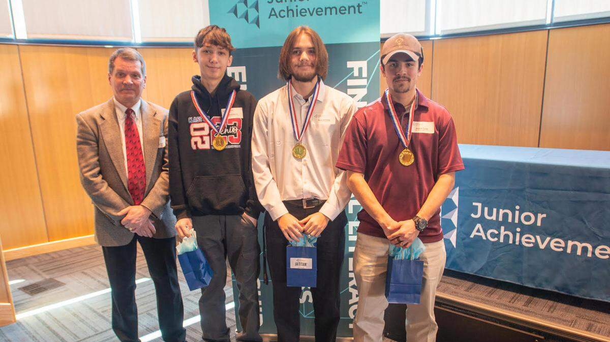 1st Place Winners Lordstown Team 6, David Myers, Austin Tyree and Mark Holliday, with JAEO Chair Elect Gregg Warner.