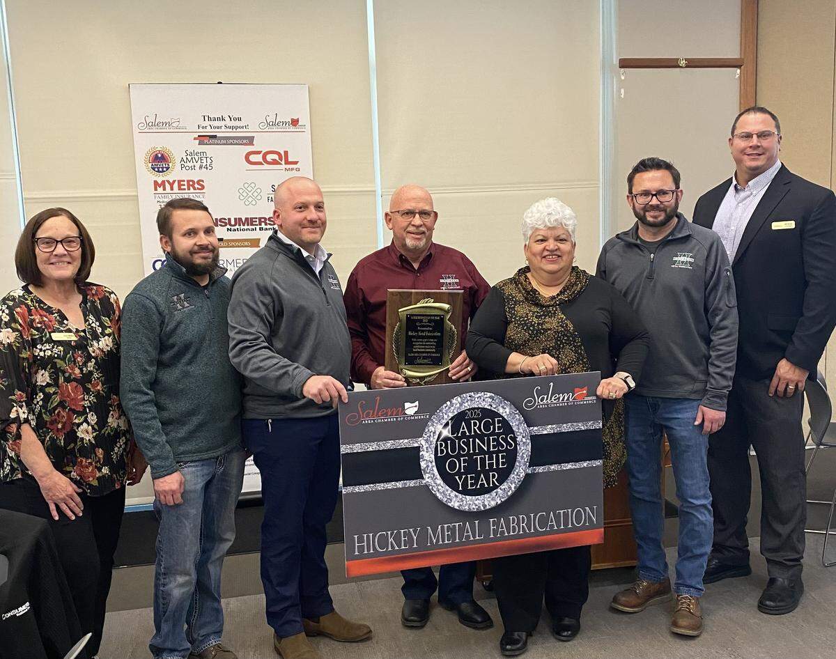 Hickey Metal Fabrication received the Large Business of the Year award from the Salem Area Chamber of Commerce.